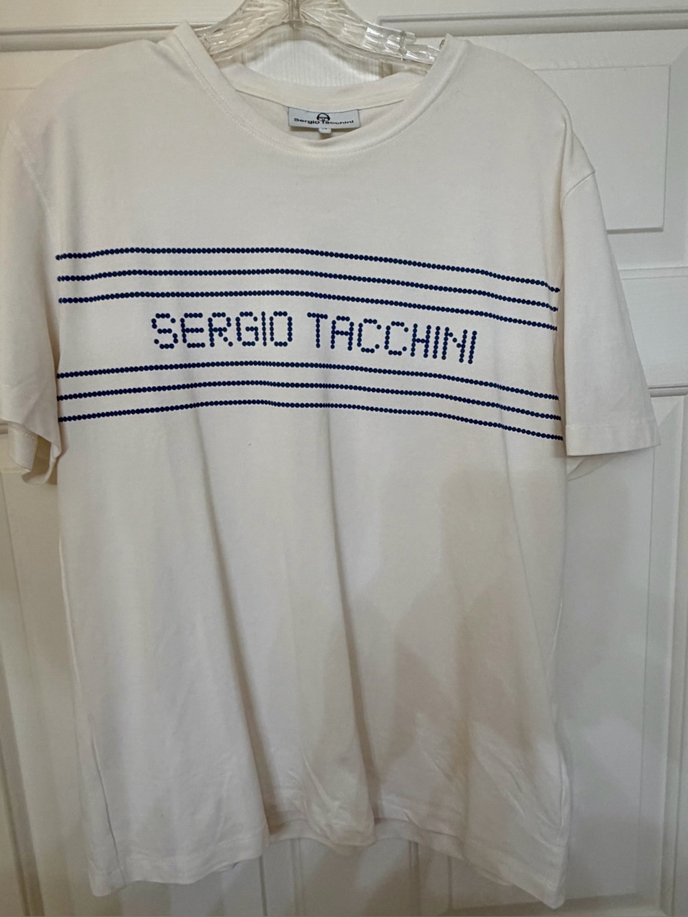 New Sergio Tacchini Men's Size Large T-Shirt Gardenia Logo Blue
